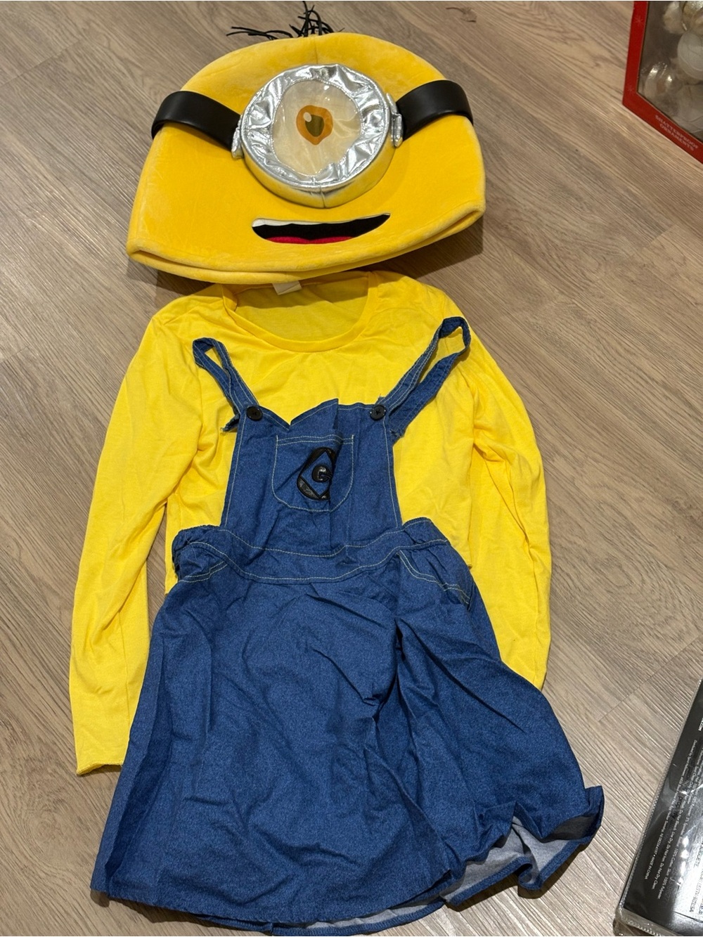 Yellow Minion Costume Top with Denim Blue Overalls Dress